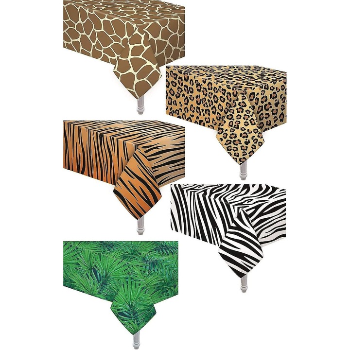 5 db-os asztalterítő szett, állatmintás, szafari, többszínű, 137x274cm