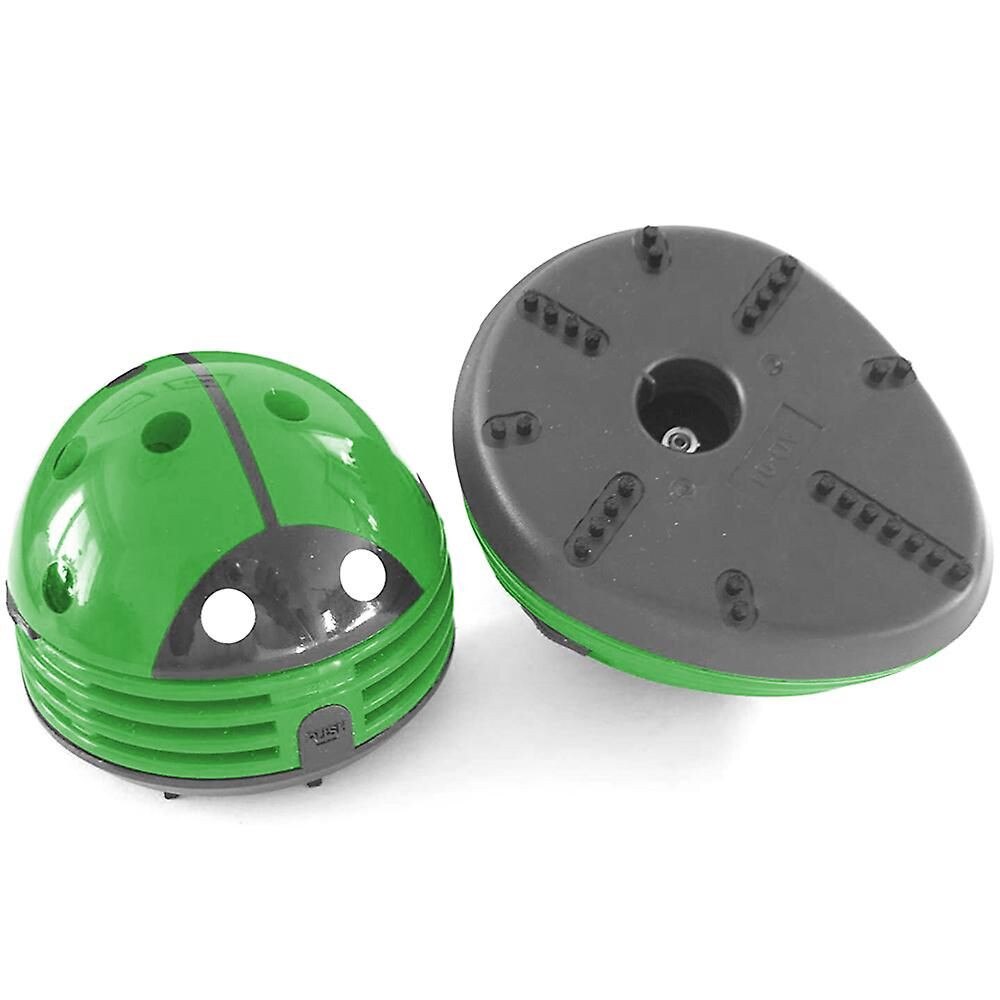 Mini aspirator portabil de masa K0369-0715-EMAG-WG136388, fara fir, alimentare 2x AA, cu perie din nylon, design buburuza, verde, 10.5 x 8.5 x 6.5 cm