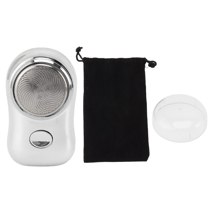 Aparat de tuns barba mini, incarcabil, silentios, argintiu, 400mAh