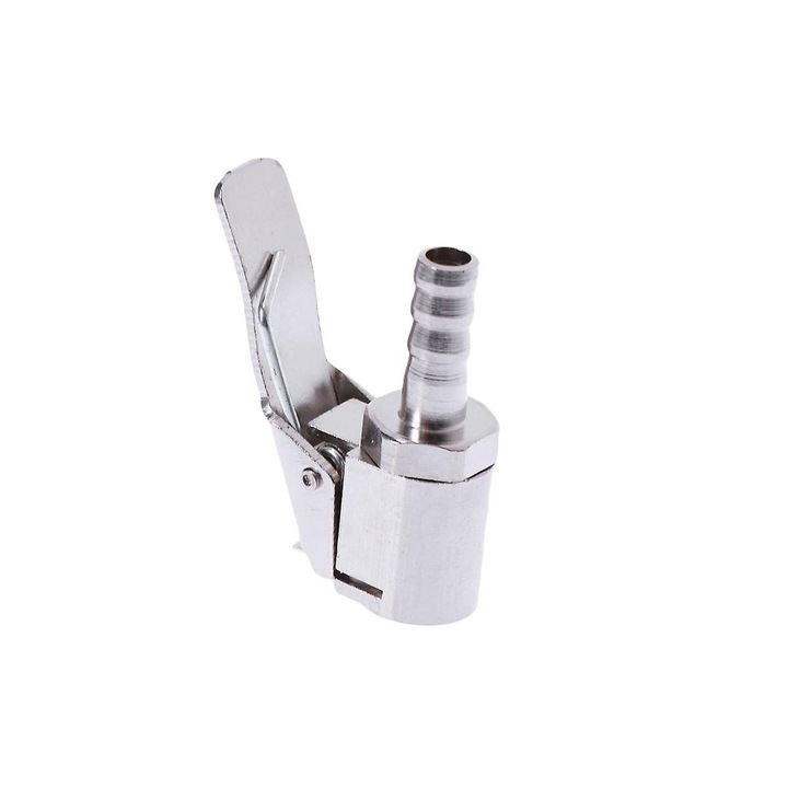 Conector pneumatic cupru 6mm pentru umflat roti, argintiu, 3.7x3.3x1.4cm