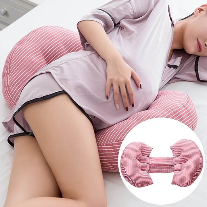 Perna U mica pentru gravide, suport abdomen si talie, alb, compacta