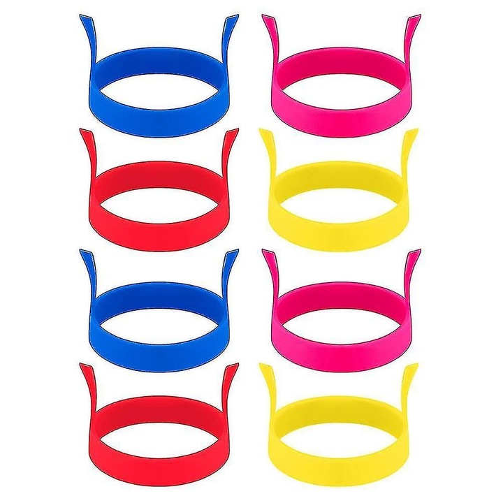 Set 8 forme oua prajite silicon colorat 7.7x7.7x5.3cm