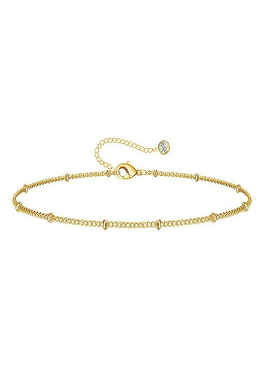 Bratara subtire din otel inoxidabil placat cu aur 18K, reglabila, aurie, 18x24cm