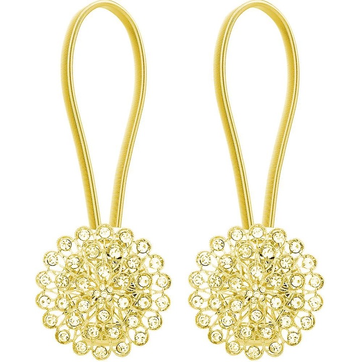 Set 2 cleme magnetice pentru perdele, cristal, 40cm, argintiu auriu multicolor