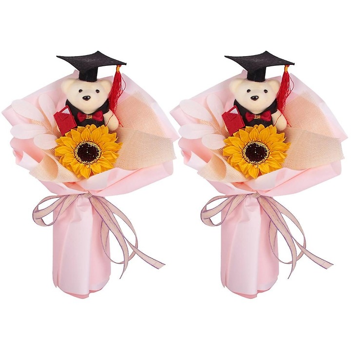 Set 2 buchete flori sapun galben roz 30x20x8cm decor festiv