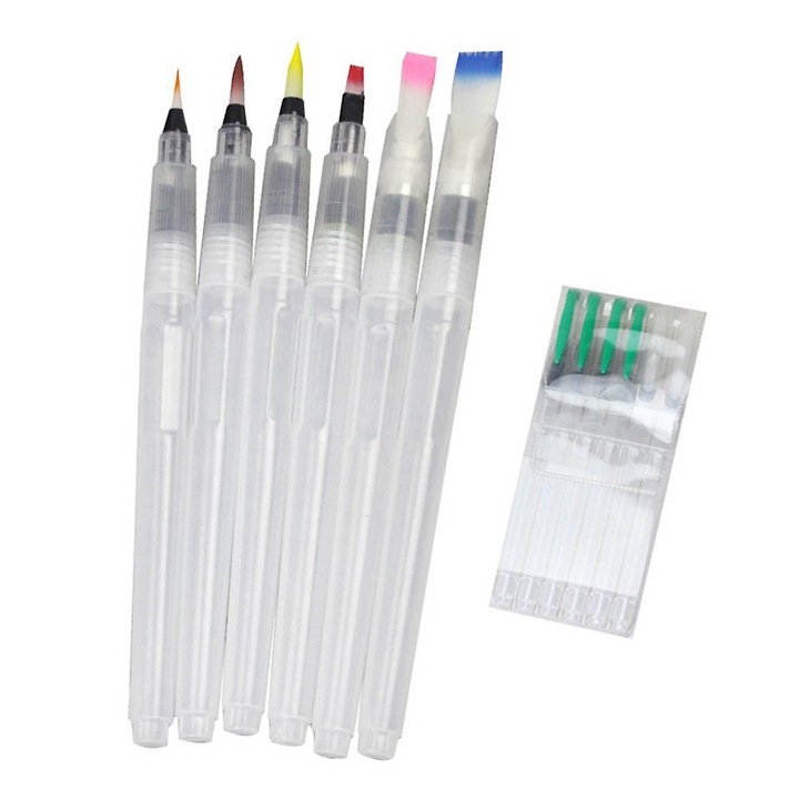 Set 6 pensule acuarela cu rezervor apa multicolor 20x9x1.5cm