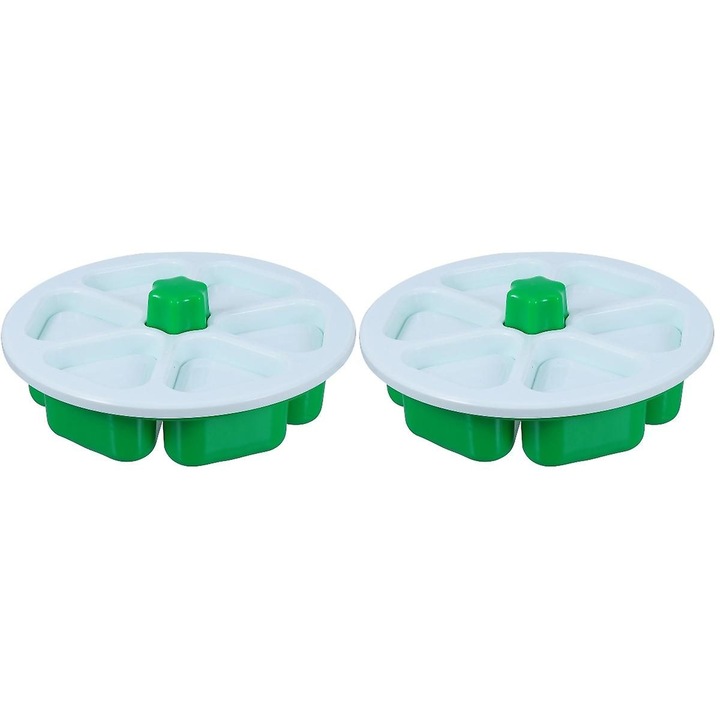 Set 2 forme orez 6 in 1, plastic, verde alb, 20x20x6cm