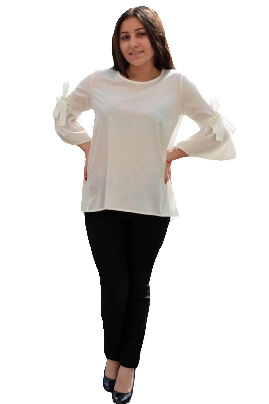 Bluza usoara de primavara cu maneca evazata,D&J Exclusive, Alb