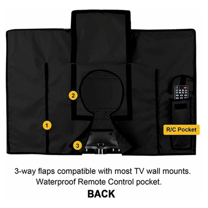 Husa pentru televizor exterior 40-42 inch, rezistenta la intemperii, protectie inferioara, negru