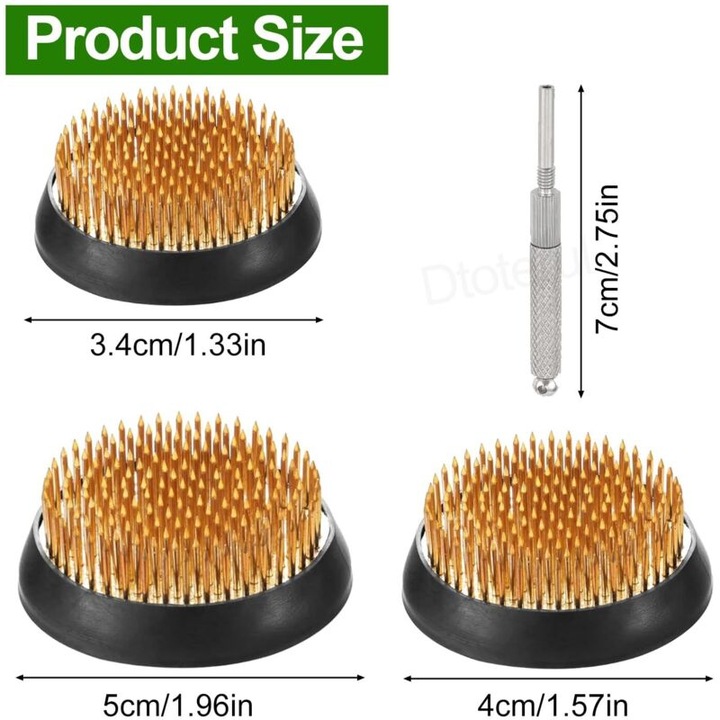 Set suporturi flori rotunde, 3 dimensiuni, baza inox, multicolor, 3.4x4x5cm