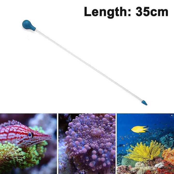 Seringa hranitoare acvariu, 35cm, albastru transparent, acrilic