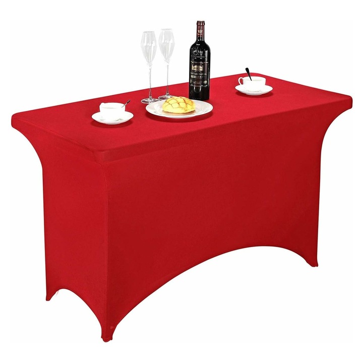 Téglalap alakú asztalterítő, spandex, elasztikus, fekete, 122x76cm