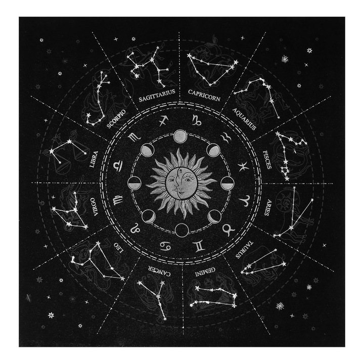 Tarot asztalterítő, flanel anyag, tartós, 49.5x48.7x0.1cm