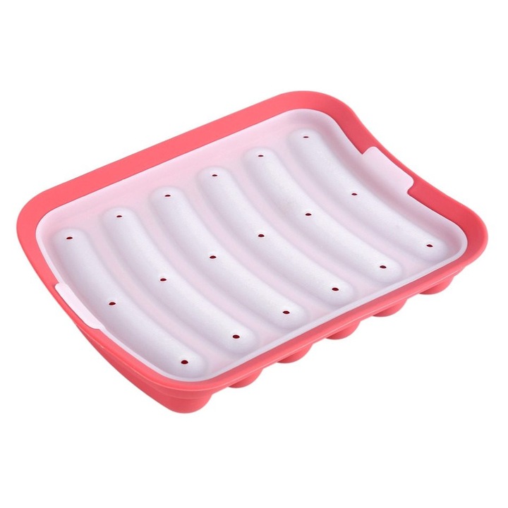 Forma silicon pentru carnati 6 cavitati rosu 1 buc