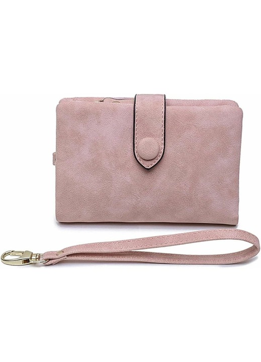 Portofel dama piele PU compact, RFID, negru, 13.5x30x9.5cm