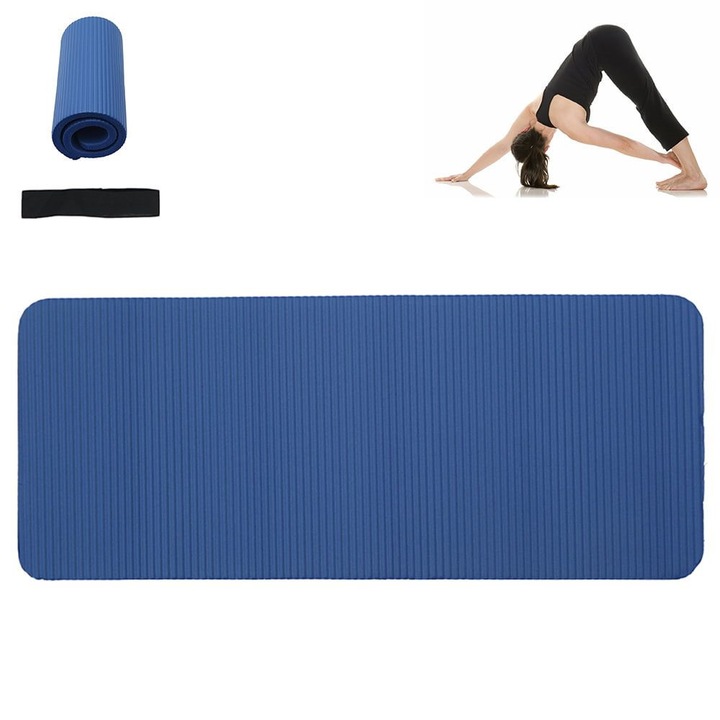 Saltea antrenament yoga 183x61x1cm cauciuc nitril negru albastru mov