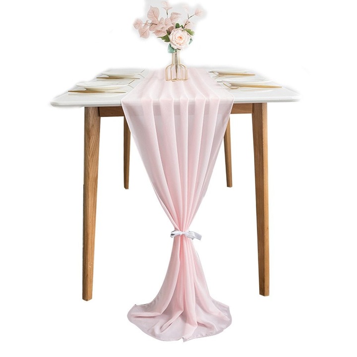 Chiffon asztalterítő 72x305cm, elegáns, fehér, 1 darabos szett