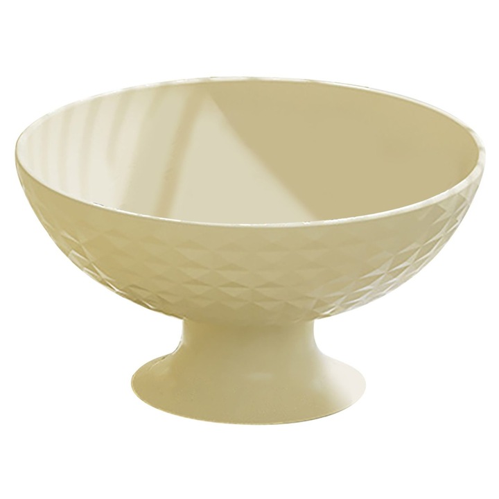 Tava fructe plastic cu picior, crem, 25.8x13.5cm