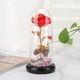 Floare de cristal cu LED in cupola de sticla, rosu, 26x14x14cm