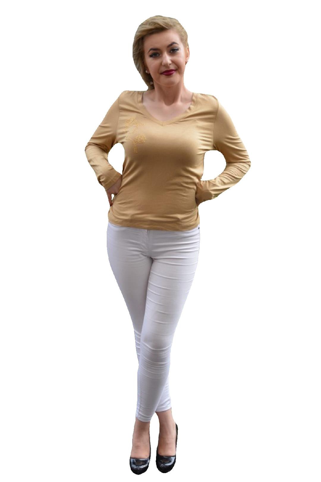 Bluze tineresti cu maneca lunga, design aparte,D&J Exclusive, Bej