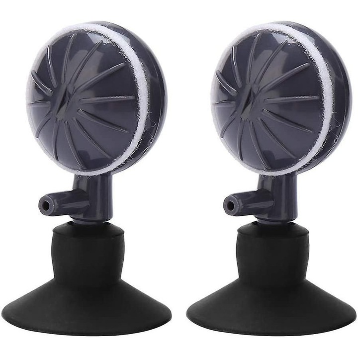 Difuzor aer acvariu rotativ cu ventuze, negru, 5.3cm