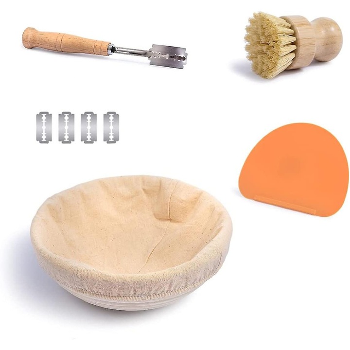 Cos rotund din ratan natural pentru dospit paine 3x6cm