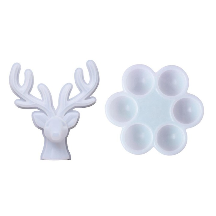 Set 2 forme silicon pentru bijuterii, alb, 16x15x2.5cm si 15x15x2.5cm