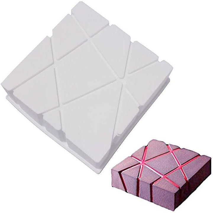 Forma prajituri, silicon alimentar, model cub, alb, 16x16x5.5cm