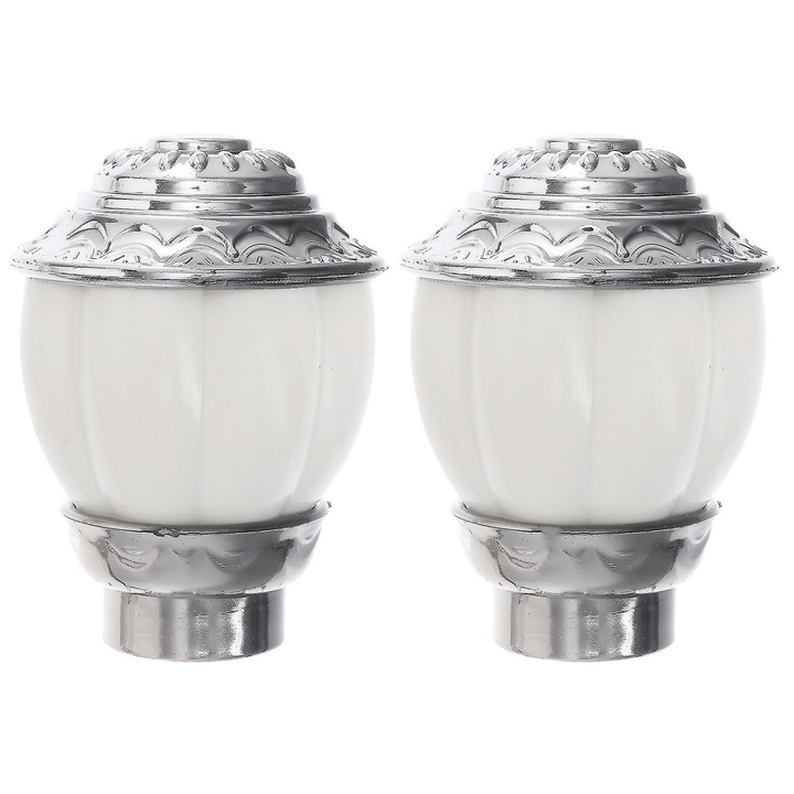 Set 2 capete perdea, dovleac, rasina, alb, 9.5x7.5x7.5cm