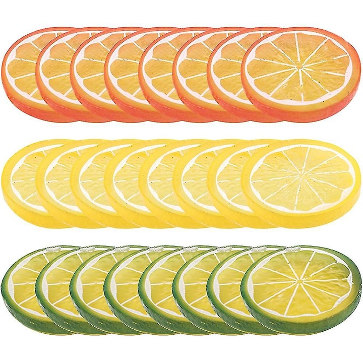 Felii artificiale de lamaie, set 24 buc, multicolor, 4x4x0.8cm