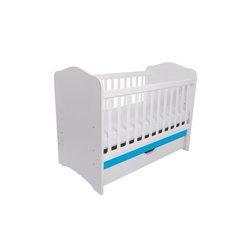 Patut eurogloria como cu sertar - alb cu albastru Patut eurogloria como cu sertar - alb cu albastru