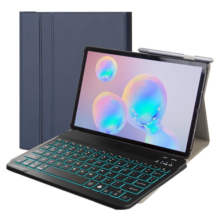 Husa tableta cu tastatura Bluetooth detasabila, 11 inch, negru, 30x20cm