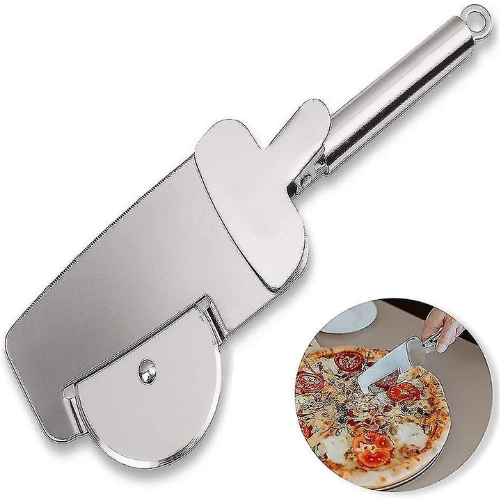 Feliator pizza multifunctional 4 in 1, otel inoxidabil, 28x9x3.5cm, argintiu