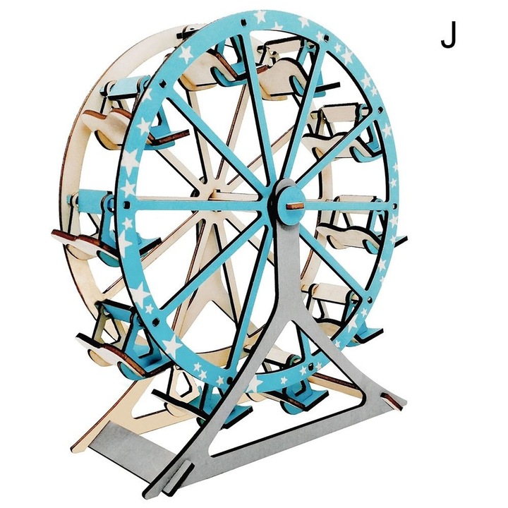 3D дървен пъзел мини къща виенско колело многоцветен 13x10.5x15.3cm
