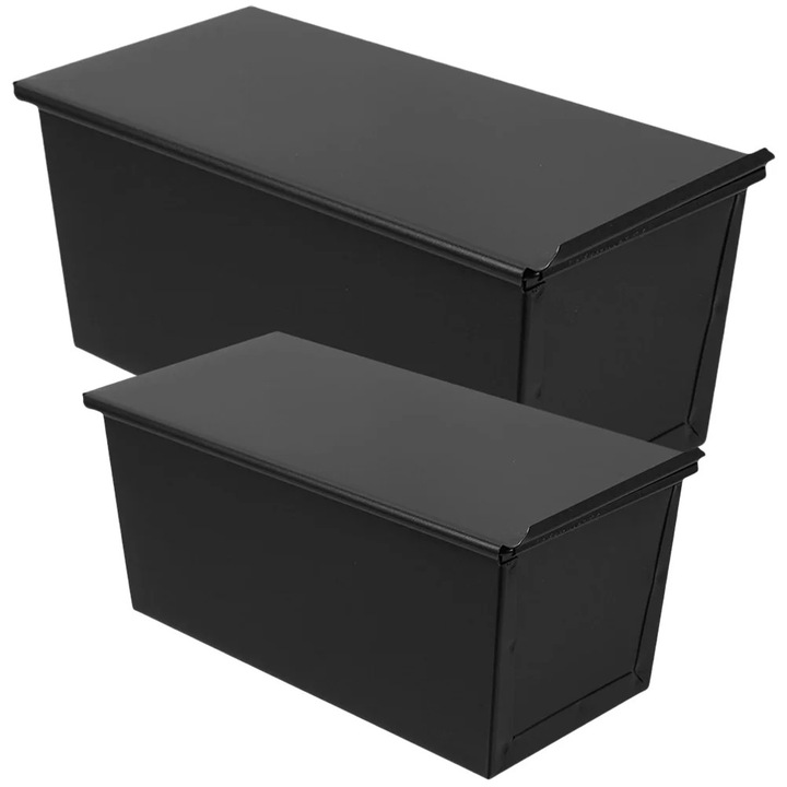 Set 2 tavi copt paine YANYXR, otel carbon, negru, 18x10.8x9cm si 23x12x10cm