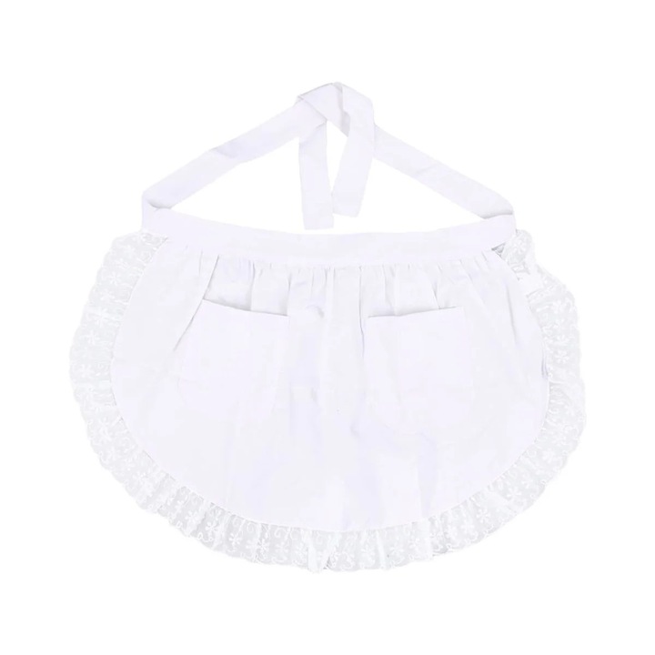 Sort de bucatarie YANYXR bumbac dantela alb 41x52x48cm cu buzunare