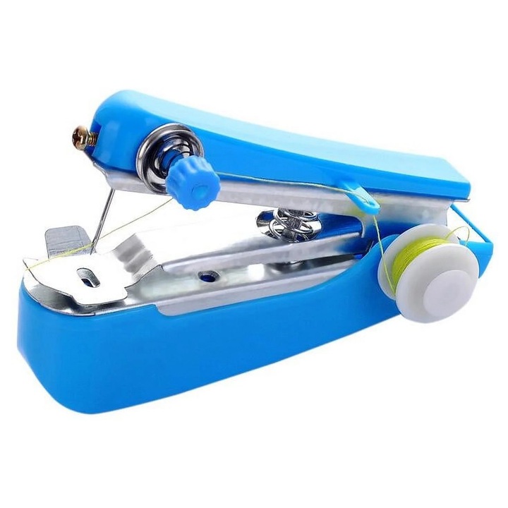 Masina de cusut portabila manuala ZYBLSSBB LSM2xh1807-BCS0203585, mini de mana pentru reparatii rapide, albastru