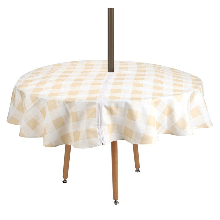 Vízálló kerek asztalterítő 152cm bézs