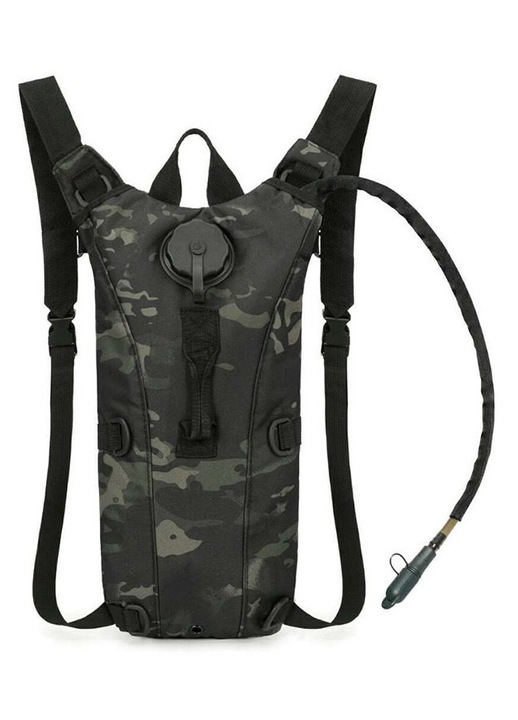Rucsac hidratare rezistent Oxford impermeabil camuflaj negru ajustabil 1L