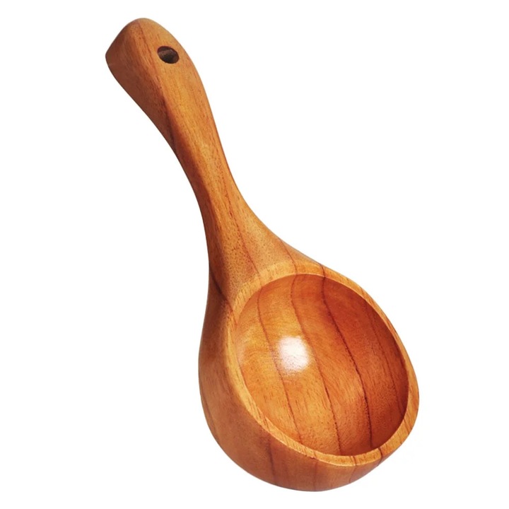 Lingura pentru orez si supa YANYXR BCS3111866, din lemn solid cu maner ergonomic, lemn natural maro