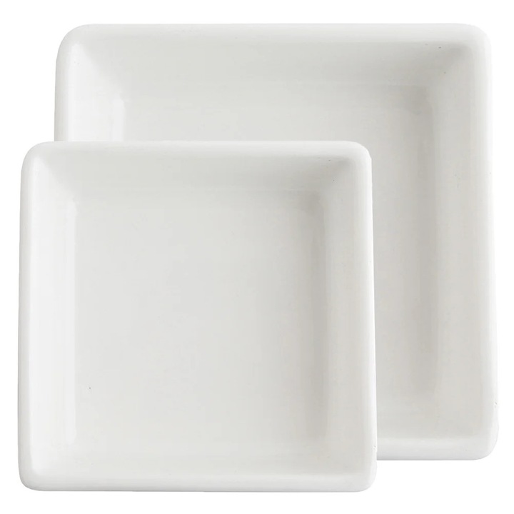 YANYXR 2 darabos négyzet alakú fehér kerámia tál szett 9x9x3cm és 11x11x3cm