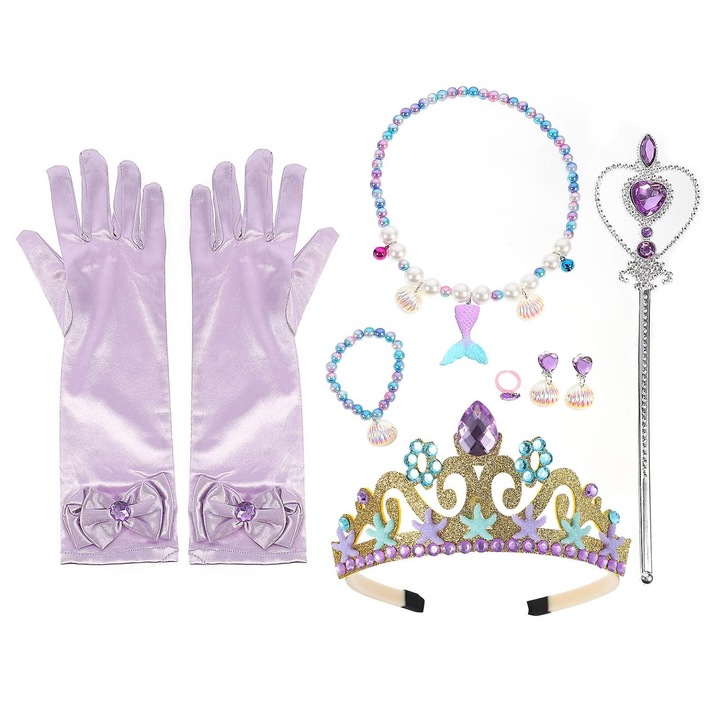 Set bijuterii copii cosplay sirena, multicolor, 30x7.5x0.2 cm