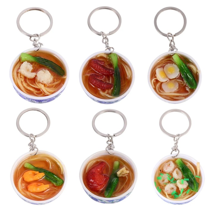 Set 6 pandantive simulare mancare, YANYXR, diverse culori, 10x4x2cm