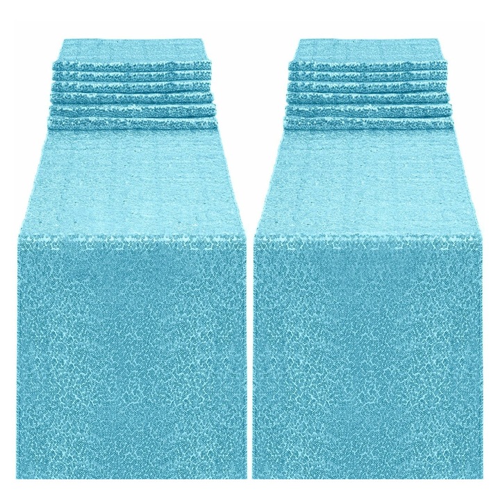 2 db flitteres asztali futó szett, 12x70 inch, ezüst, 6-8 személyes