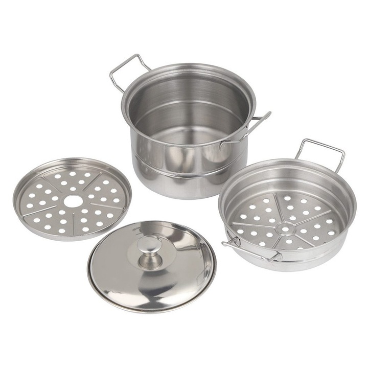 Oala mini aburitoare din otel inoxidabil pentru copii 12.8x8.5cm set 4 piese