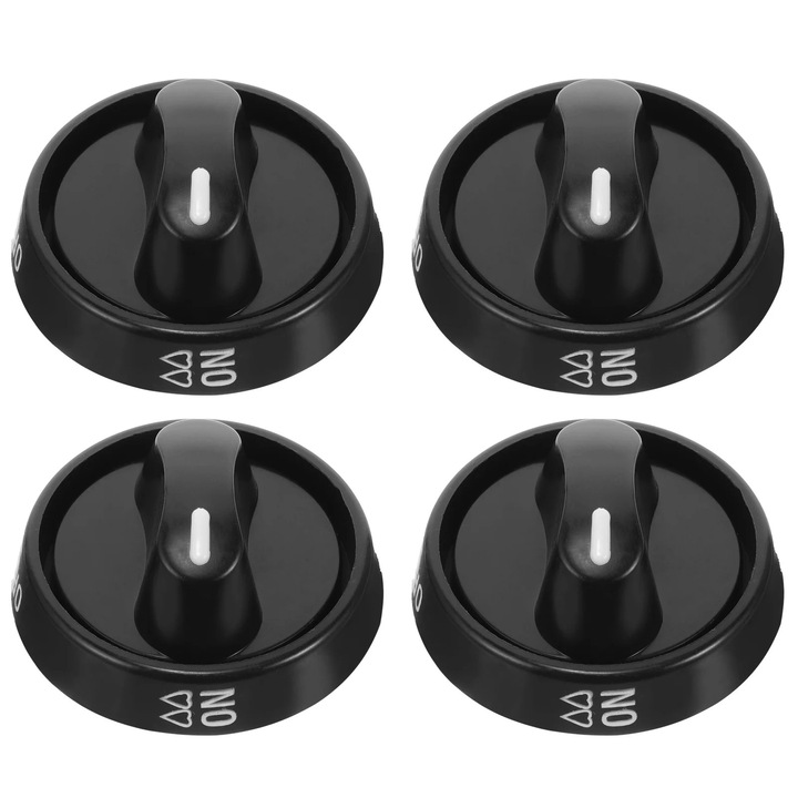 Butoni universali pentru aragaz YANYXR BCS3238335, din plastic, montaj universal, dimensiuni 5.5 x 5.5 x 3 cm, orificiu 2.7 cm, negru, set 4 buc