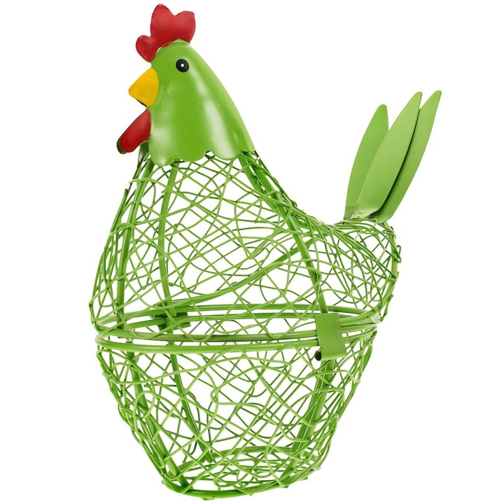 Cos de depozitare oua multifunctional, metal, verde deschis, 17.5x17x10cm