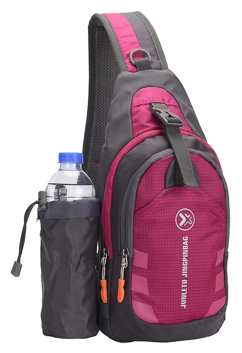 Rucsac sling, nylon, rezistent la apa si uzura, rosu, 17x4x36cm