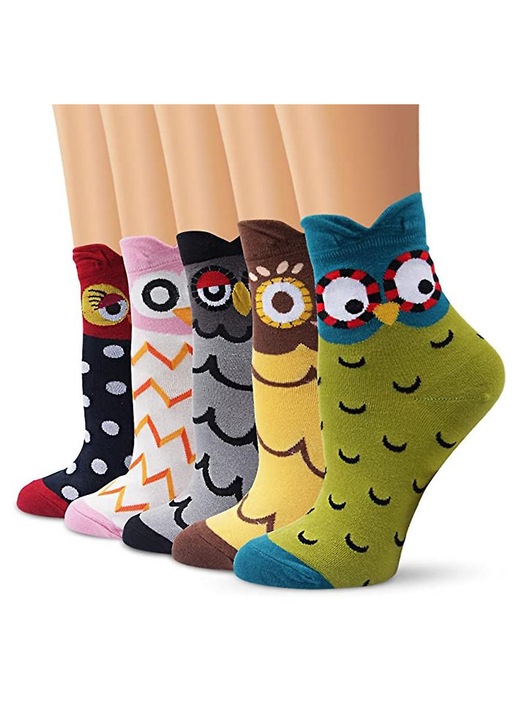 Ciorapi Bufnita Urechi Stereo, Sosete Amuzant Dragute cu Design de Desene Animate din Bumbac