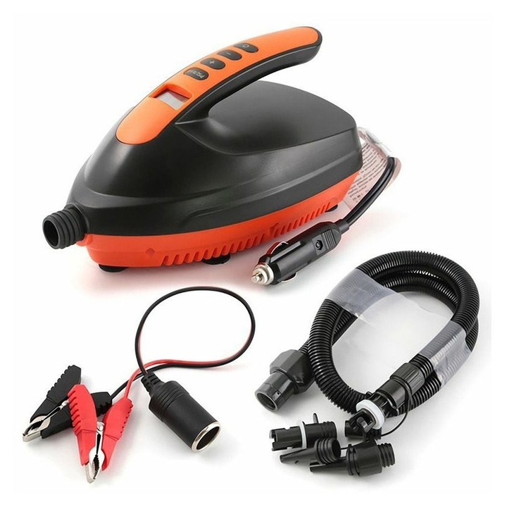 Elektromos SUP pumpa, digitális, nagynyomású, felfújás és leeresztés, 2 az 1-ben, fekete